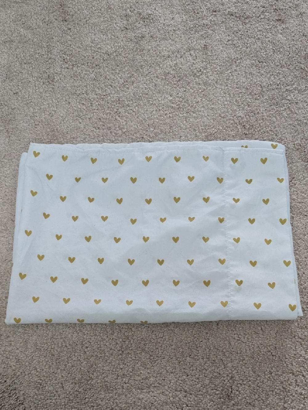 White Pillowcase with Gold Heart Print
